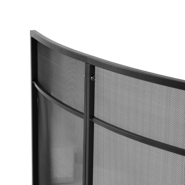 English Elm Black Iron Mesh Fireplace Screen Three Panel Curved Freestanding Spark Guard for Living Rooms N775P528975B