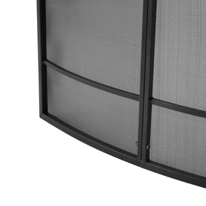 English Elm Black Iron Mesh Fireplace Screen Three Panel Curved Freestanding Spark Guard for Living Rooms N775P528975B