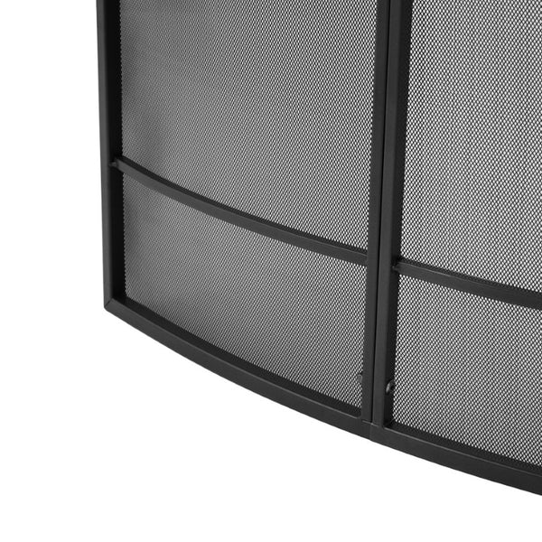 English Elm Black Iron Mesh Fireplace Screen Three Panel Curved Freestanding Spark Guard for Living Rooms N775P528975B