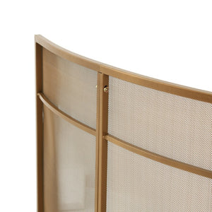 English Elm Gold Three Panel Curved Iron Mesh Fireplace Screen Spark Guard for Indoor Living Rooms Fireplace Screen N775P528975G