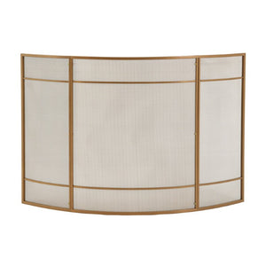 English Elm Gold Three Panel Curved Iron Mesh Fireplace Screen Spark Guard for Indoor Living Rooms Fireplace Screen N775P528975G