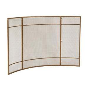 English Elm Gold Three Panel Curved Iron Mesh Fireplace Screen Spark Guard for Indoor Living Rooms Fireplace Screen N775P528975G