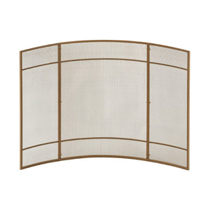English Elm Gold Three Panel Curved Iron Mesh Fireplace Screen Spark Guard for Indoor Living Rooms Fireplace Screen N775P528975G