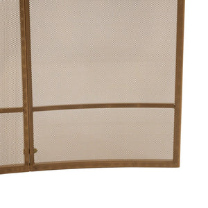 English Elm Gold Three Panel Curved Iron Mesh Fireplace Screen Spark Guard for Indoor Living Rooms Fireplace Screen N775P528975G