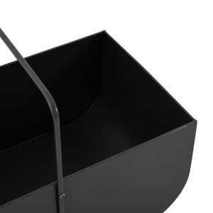 English Elm Modern Matte Black Fireplace Accessory Kit with Log Rack Bucket and Hearth Tools N775P529014B