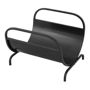 English Elm Modern Matte Black Fireplace Accessory Kit with Log Rack Bucket and Hearth Tools N775P529014B