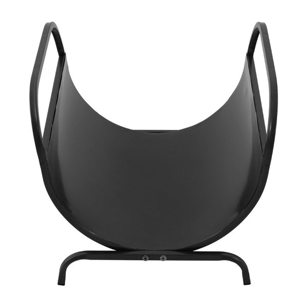English Elm Modern Matte Black Fireplace Accessory Kit with Log Rack Bucket and Hearth Tools N775P529014B