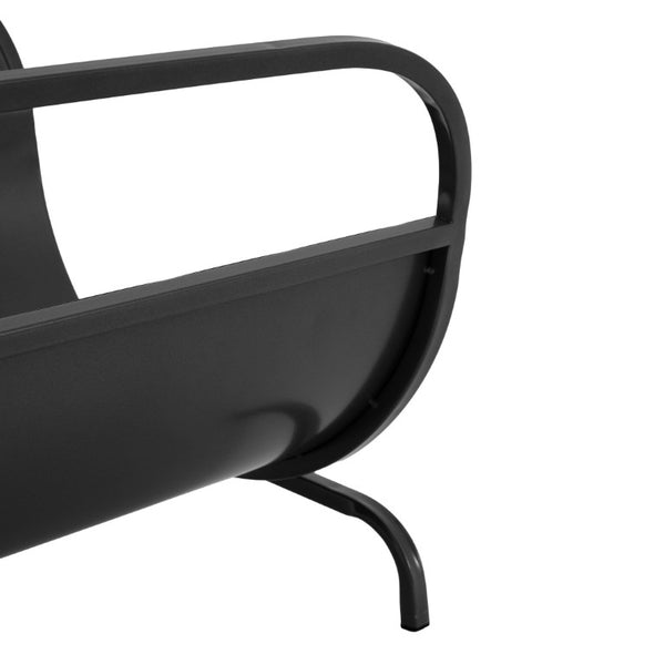 English Elm Modern Matte Black Fireplace Accessory Kit with Log Rack Bucket and Hearth Tools N775P529014B