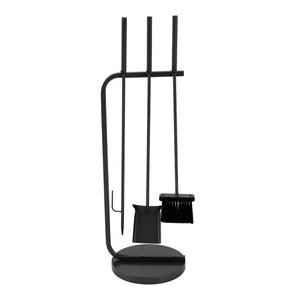 English Elm Modern Matte Black Fireplace Accessory Kit with Log Rack Bucket and Hearth Tools N775P529014B