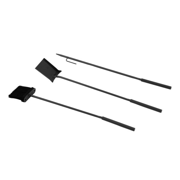 English Elm Modern Matte Black Fireplace Accessory Kit with Log Rack Bucket and Hearth Tools N775P529014B