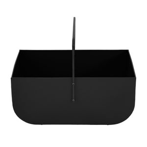 English Elm Modern Matte Black Fireplace Accessory Kit with Log Rack Bucket and Hearth Tools N775P529014B