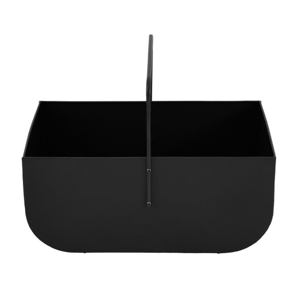 English Elm Modern Matte Black Fireplace Accessory Kit with Log Rack Bucket and Hearth Tools N775P529014B