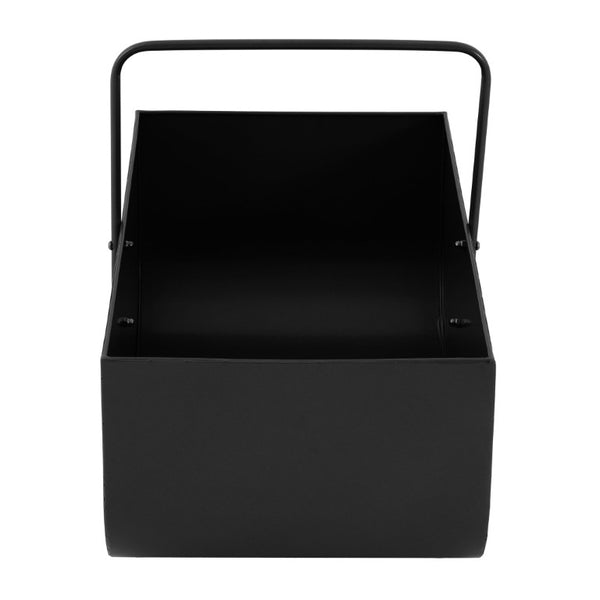 English Elm Modern Matte Black Fireplace Accessory Kit with Log Rack Bucket and Hearth Tools N775P529014B