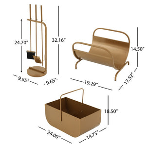 English Elm Gold Three Panel Curved Iron Mesh Fireplace Screen Spark Guard for Indoor Living Rooms Fireplace Accessory Set N775P529014G