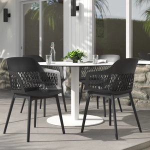 English Elm Azalea Outdoor Dining Chairs Set of Four Weather Resistant Modern Patio Seating N776P243704B