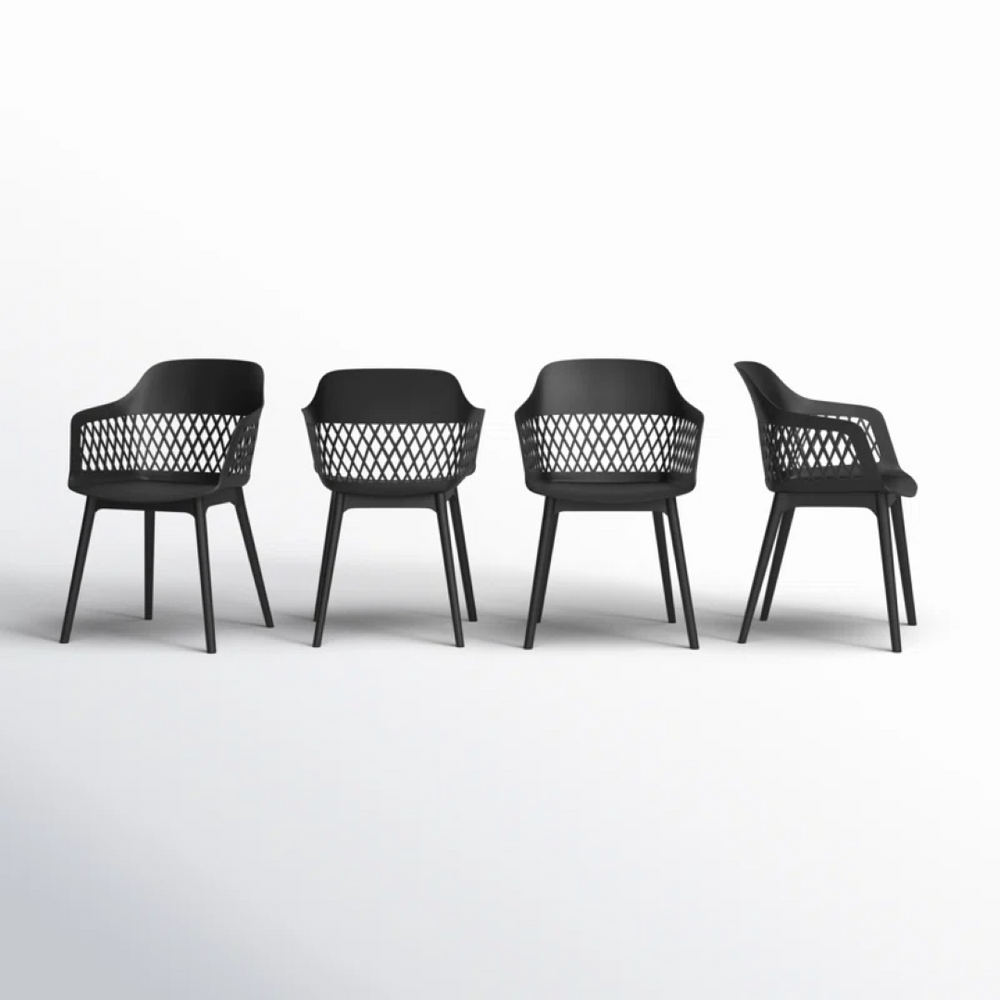 English Elm Azalea Outdoor Dining Chairs Set of Four Weather Resistant Modern Patio Seating N776P243704B