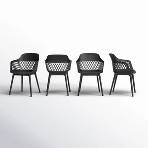 English Elm Azalea Outdoor Dining Chairs Set of Four Weather Resistant Modern Patio Seating N776P243704B
