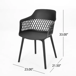 English Elm Azalea Outdoor Dining Chairs Set of Four Weather Resistant Modern Patio Seating N776P243704B