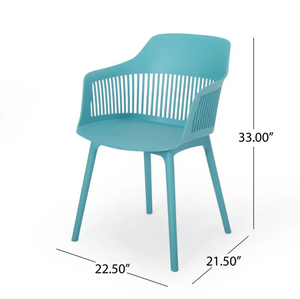 English Elm Dahlia Outdoor Polypropylene Arm Chair Set of 4 Uv Resistant Slat Back Patio Seating N776P243705T