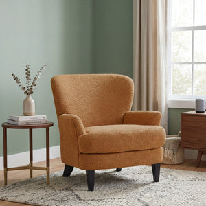 English Elm Gerald Boucle Club Chair with Tapered Birch Legs for Modern Living Spaces N776P243710Y