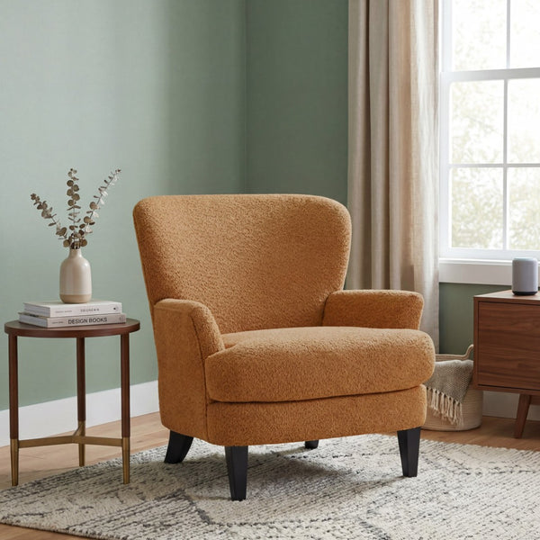 English Elm Gerald Boucle Club Chair with Tapered Birch Legs for Modern Living Spaces N776P243710Y