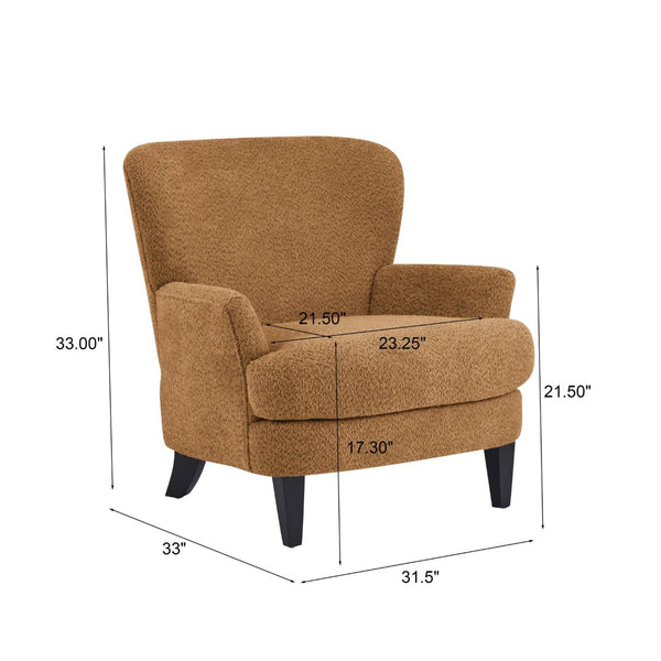 English Elm Gerald Boucle Club Chair with Tapered Birch Legs for Modern Living Spaces N776P243710Y