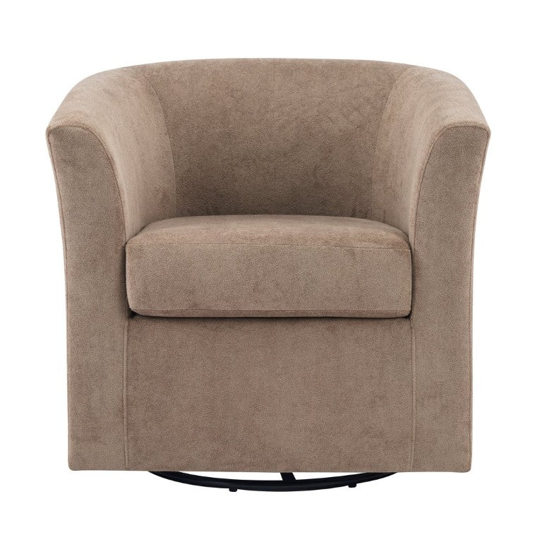 English Elm Wilmore Velvet Barrel Swivel Chair with Enveloping Back for Living Rooms and Nooks Light Brown N776P246091L