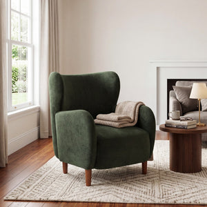 English Elm Parmelee Velvet Wingback Club Chair with Birch Legs for Mid-century Living Rooms N776P265764G