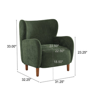 English Elm Parmelee Velvet Wingback Club Chair with Birch Legs for Mid-century Living Rooms N776P265764G