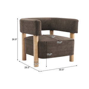 English Elm Upholstered Velvet Accent Chair with Rubberwood Legs Spring Cushion Living Room Seat Dark Brown,Natural N776P268327D