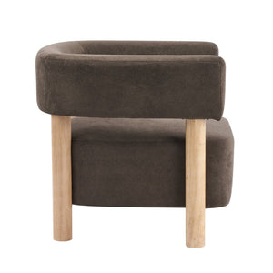 English Elm Upholstered Velvet Accent Chair with Rubberwood Legs Spring Cushion Living Room Seat Dark Brown,Natural N776P268327D