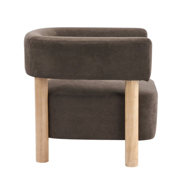English Elm Upholstered Velvet Accent Chair with Rubberwood Legs Spring Cushion Living Room Seat Dark Brown,Natural N776P268327D