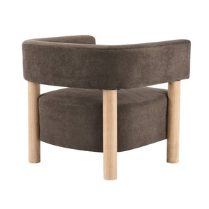 English Elm Upholstered Velvet Accent Chair with Rubberwood Legs Spring Cushion Living Room Seat Dark Brown,Natural N776P268327D