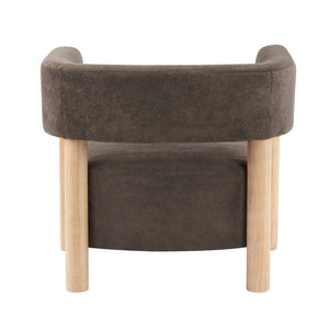 English Elm Upholstered Velvet Accent Chair with Rubberwood Legs Spring Cushion Living Room Seat Dark Brown,Natural N776P268327D