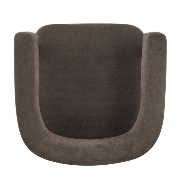 English Elm Upholstered Velvet Accent Chair with Rubberwood Legs Spring Cushion Living Room Seat Dark Brown,Natural N776P268327D