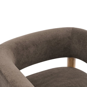 English Elm Upholstered Velvet Accent Chair with Rubberwood Legs Spring Cushion Living Room Seat Dark Brown,Natural N776P268327D
