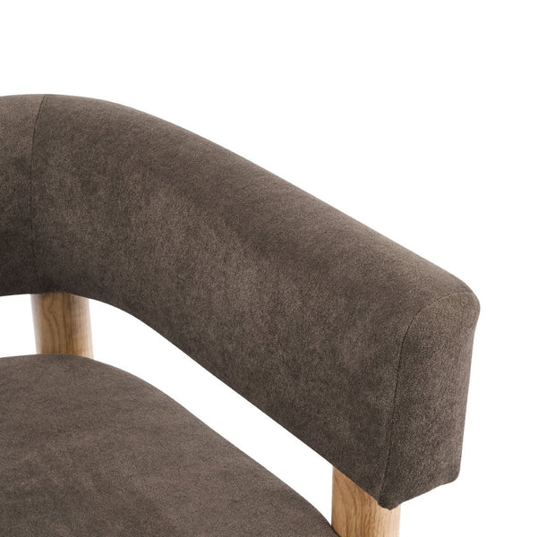English Elm Upholstered Velvet Accent Chair with Rubberwood Legs Spring Cushion Living Room Seat Dark Brown,Natural N776P268327D