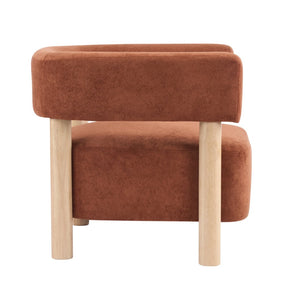 English Elm Upholstered Velvet Accent Chair with Rubberwood Legs Spring Cushion Living Room Seat Burnt Orange,Natural N776P268327R