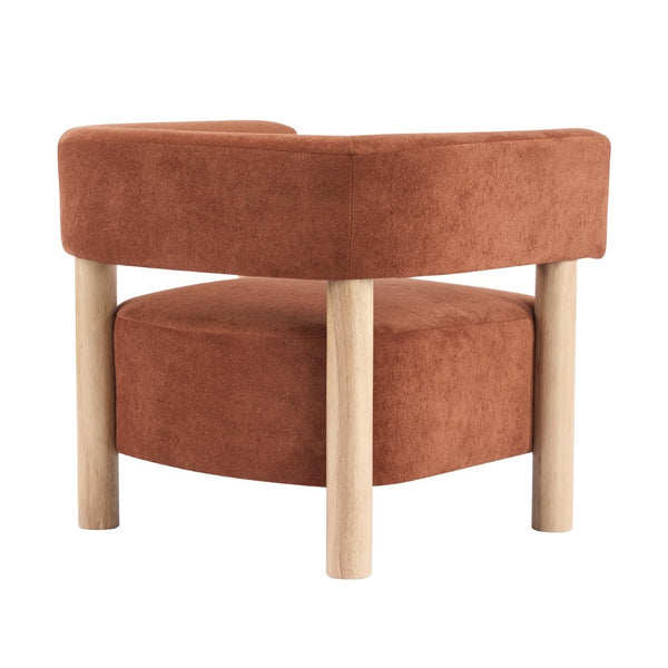 English Elm Upholstered Velvet Accent Chair with Rubberwood Legs Spring Cushion Living Room Seat Burnt Orange,Natural N776P268327R