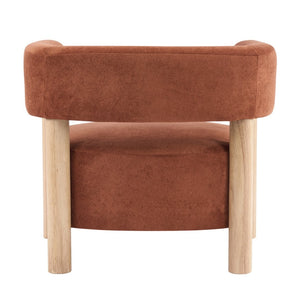 English Elm Upholstered Velvet Accent Chair with Rubberwood Legs Spring Cushion Living Room Seat Burnt Orange,Natural N776P268327R