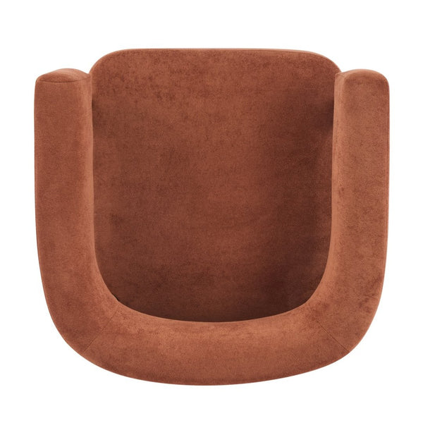 English Elm Upholstered Velvet Accent Chair with Rubberwood Legs Spring Cushion Living Room Seat Burnt Orange,Natural N776P268327R
