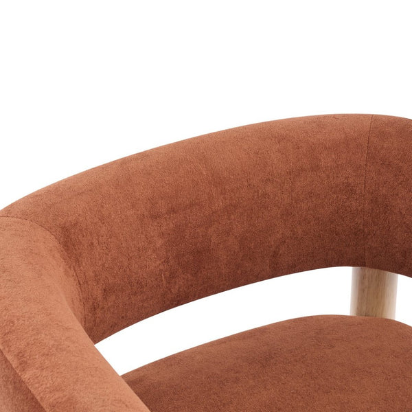 English Elm Upholstered Velvet Accent Chair with Rubberwood Legs Spring Cushion Living Room Seat Burnt Orange,Natural N776P268327R