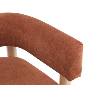 English Elm Upholstered Velvet Accent Chair with Rubberwood Legs Spring Cushion Living Room Seat Burnt Orange,Natural N776P268327R