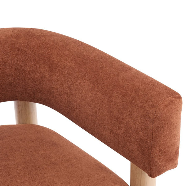 English Elm Upholstered Velvet Accent Chair with Rubberwood Legs Spring Cushion Living Room Seat Burnt Orange,Natural N776P268327R