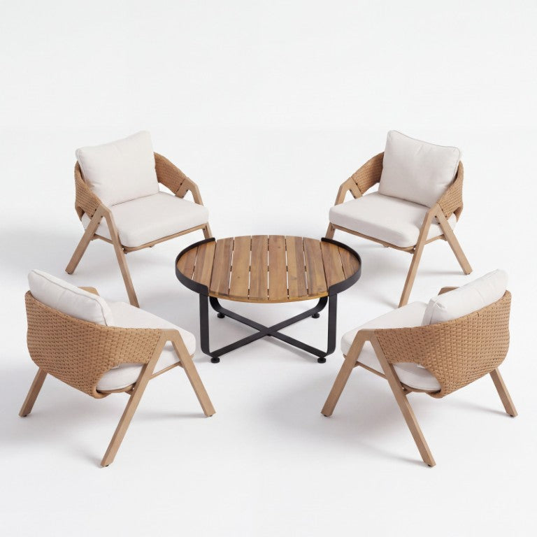 English Elm 4-Person Outdoor Wicker Conversation Set with All-Weather Rattan and Cushions N776P271809B-2_69567.00