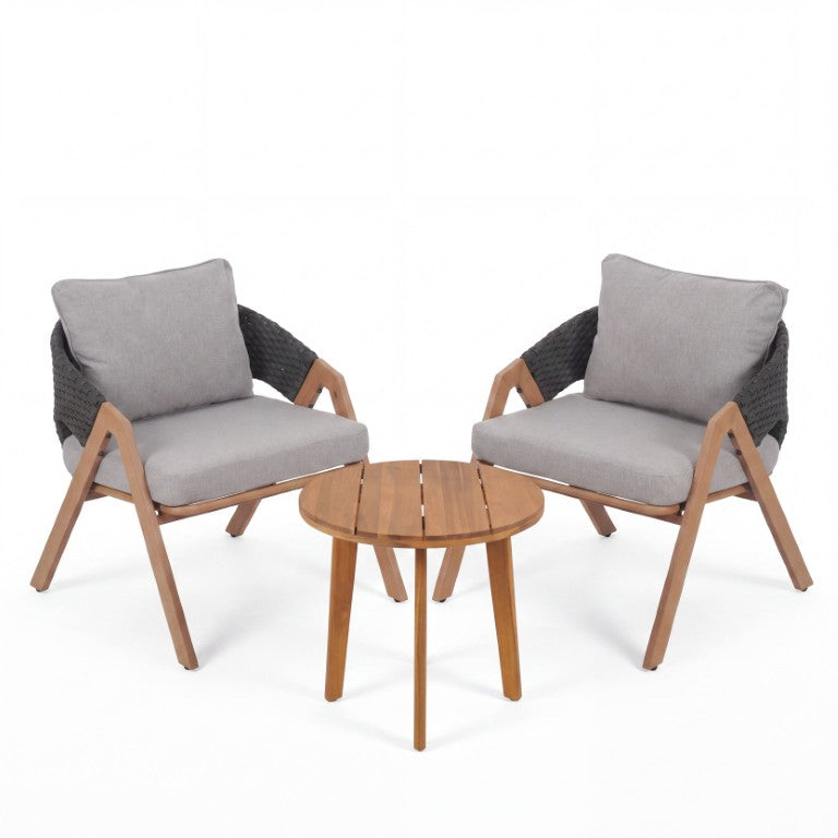 English Elm 2 Person Outdoor Wicker Conversation Set with All Weather Rattan and Foam Cushions N776P271809L_N776P286009T
