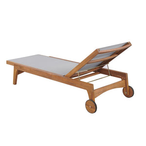 English Elm 4Pcs Outdoor Acacia Wood Chaise Lounge Set with Mesh Seating for Patio or Poolside N776P286344E-4