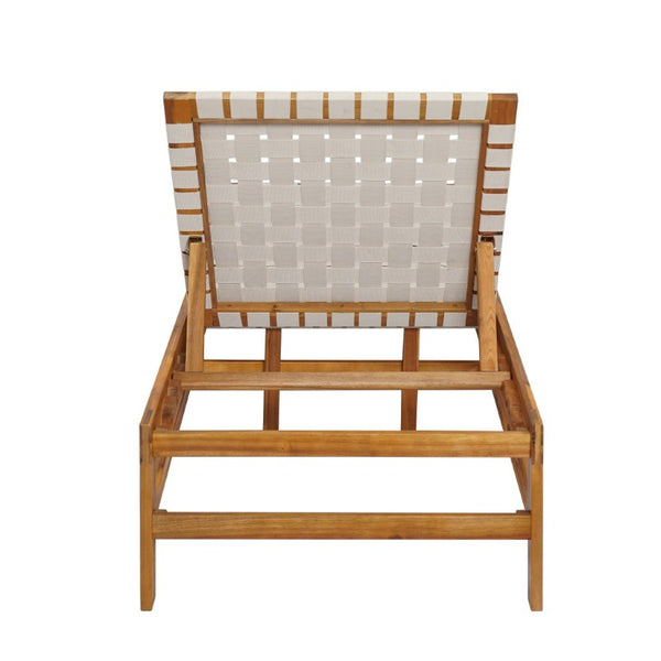 English Elm 4Pcs Outdoor Acacia Hardwood Rope Chaise Lounge Set for Patio Pool Deck White 82.75 L x 28.5 W x 37 H N776P288556W-4