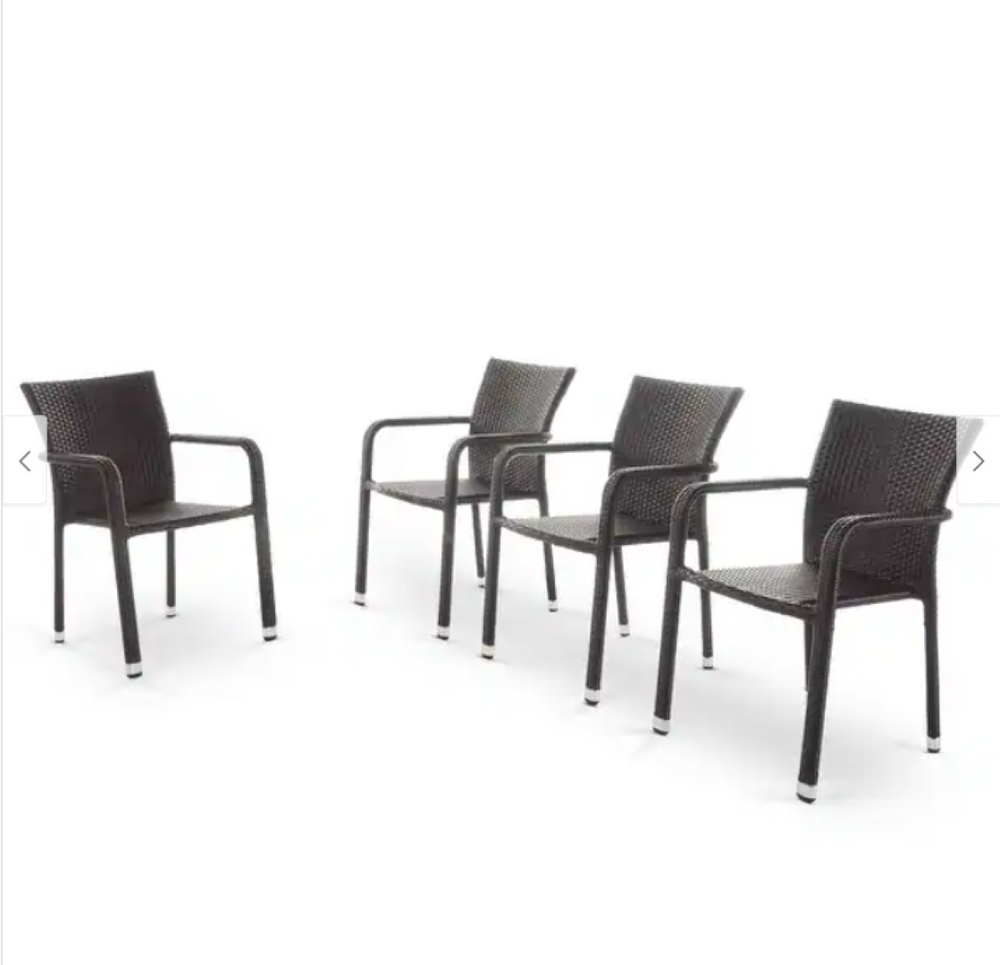 English Elm Stacking Wicker Armchair Outdoor Patio Dining Seat Aluminum Frame Weather Resistant N776P346166D