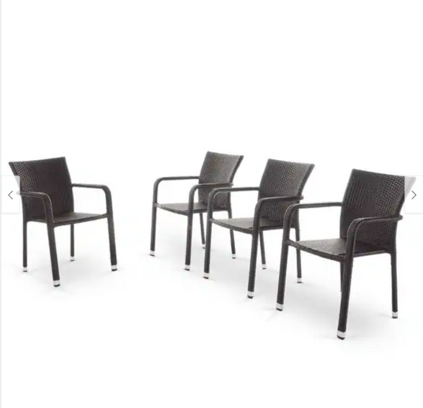 English Elm Stacking Wicker Armchair Outdoor Patio Dining Seat Aluminum Frame Weather Resistant N776P346166D